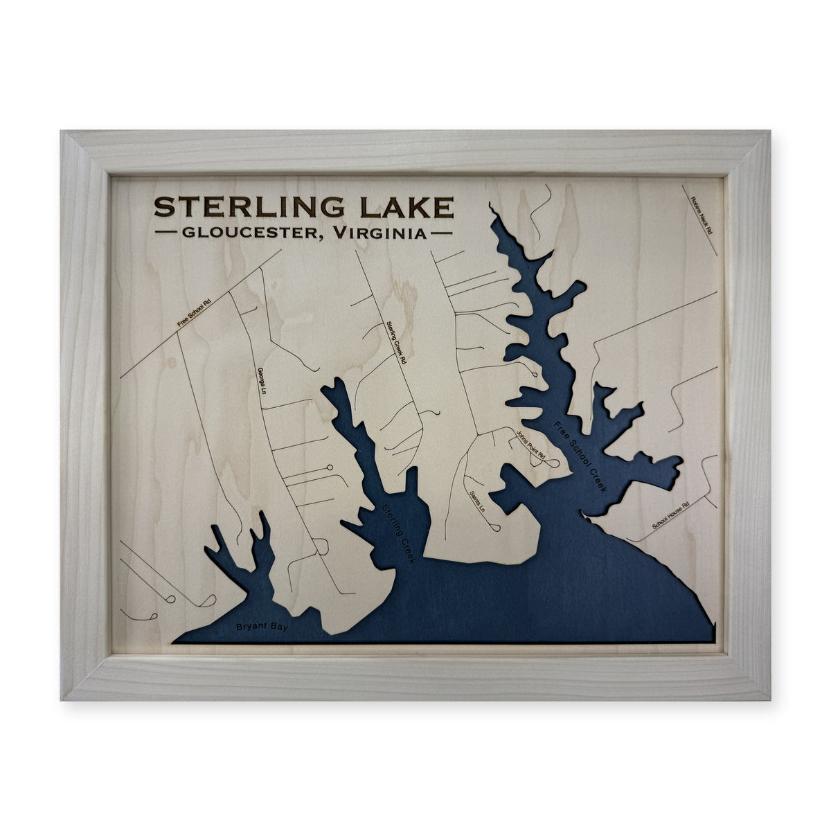 Sterling Gloucester wood map — single layer, white background
