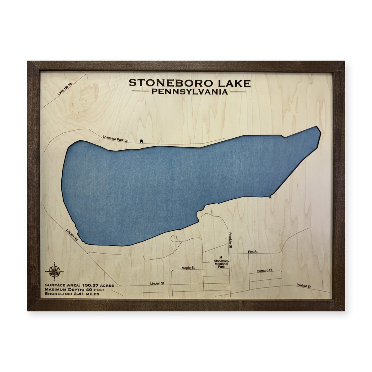 Stoneboro Reed wood map — single layer, white background