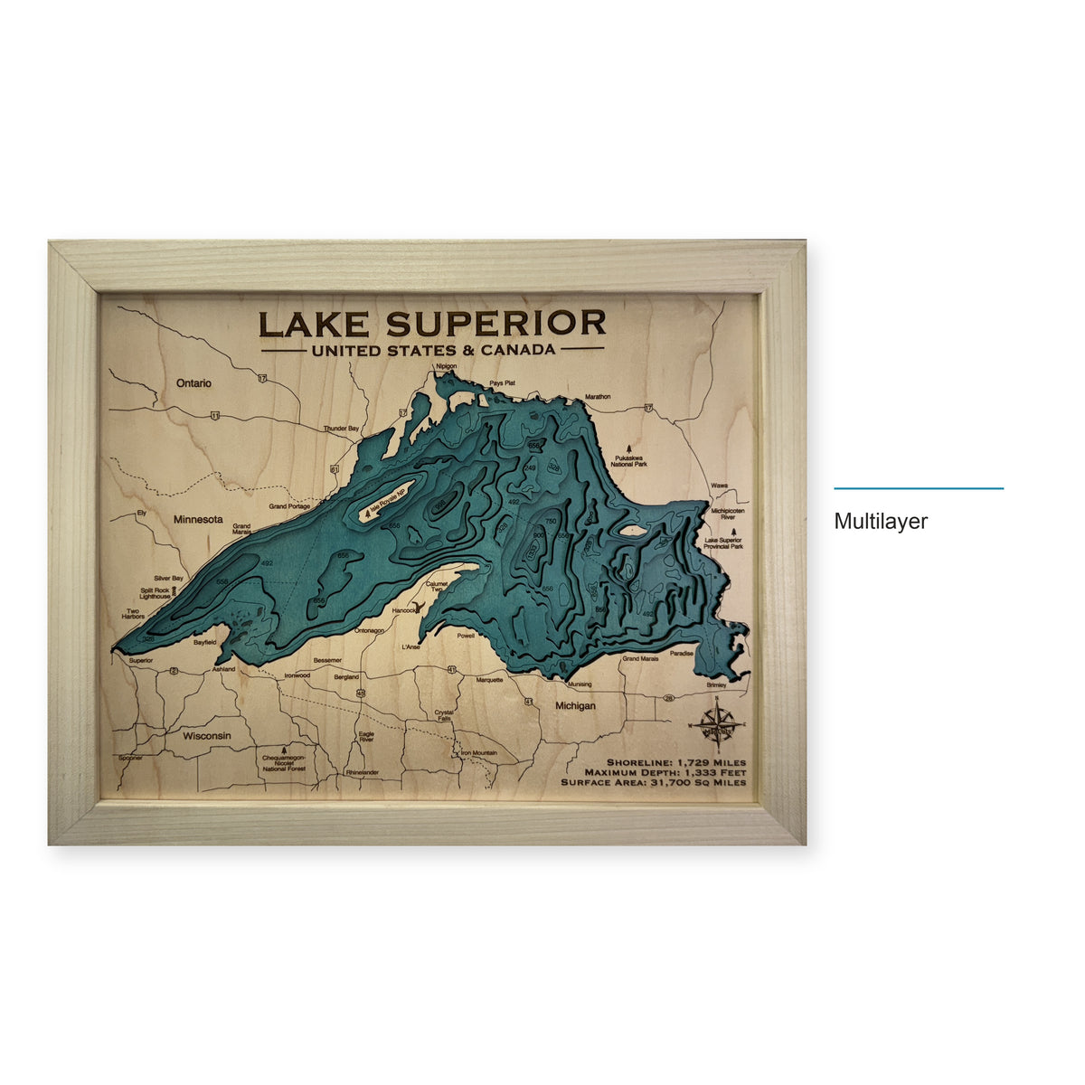 Lake Superior Wood Map — multilayer example, layer option shown