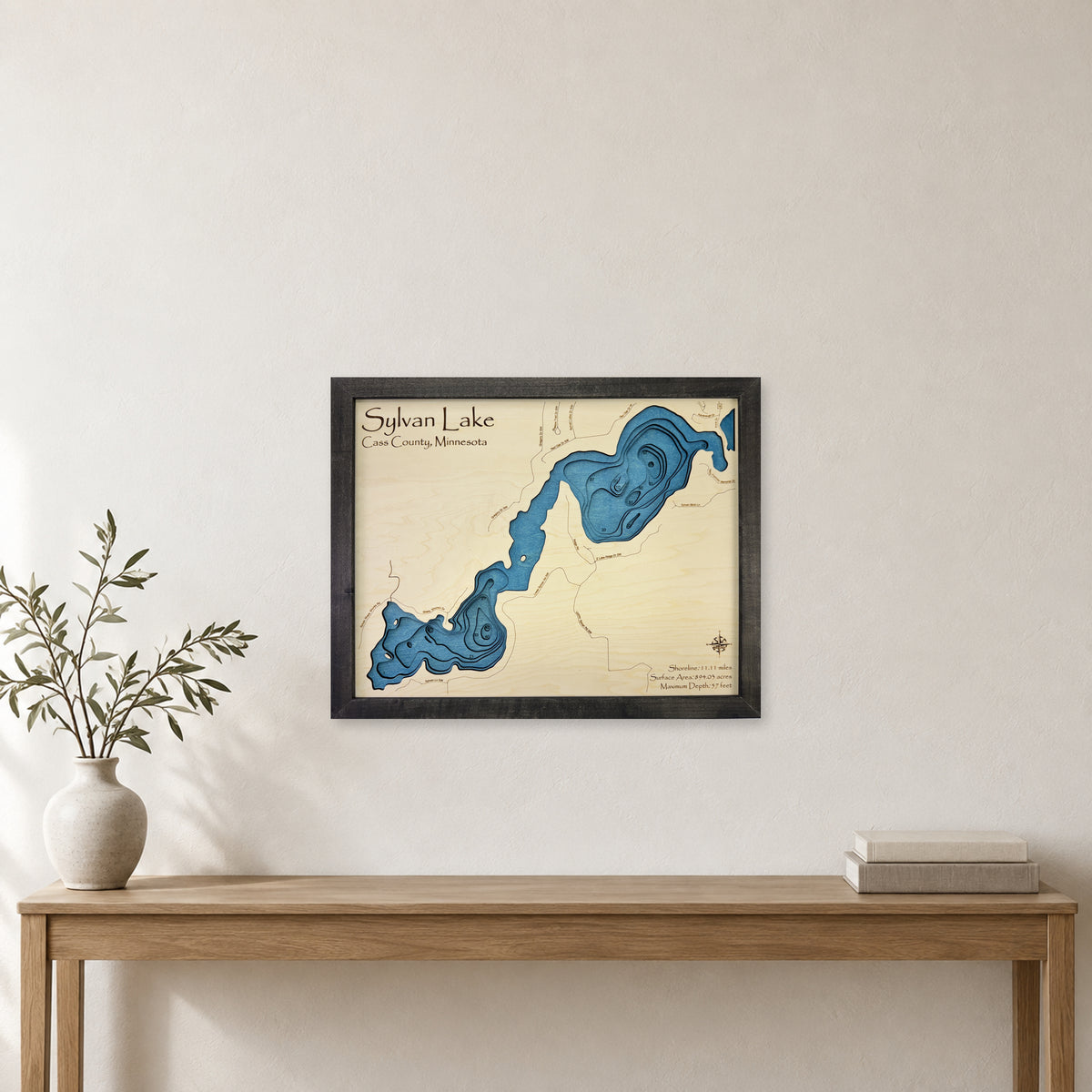 Sylvan Hanzal wood map — multilayer, staged room mockup