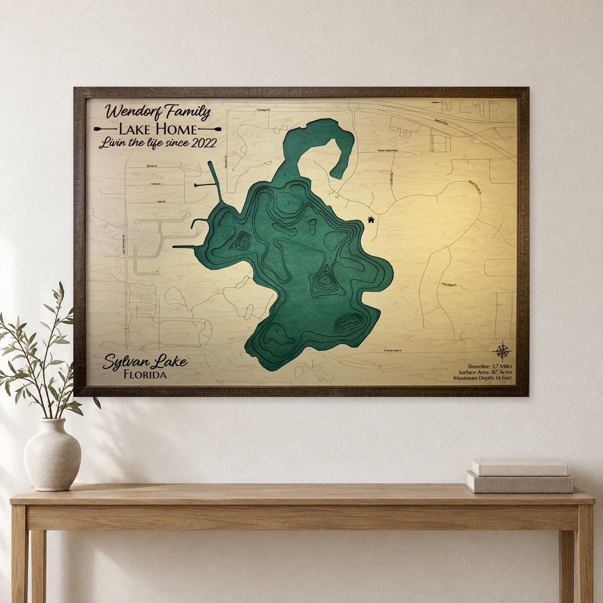 Sylvan Wendorf wood map — multilayer, staged room mockup