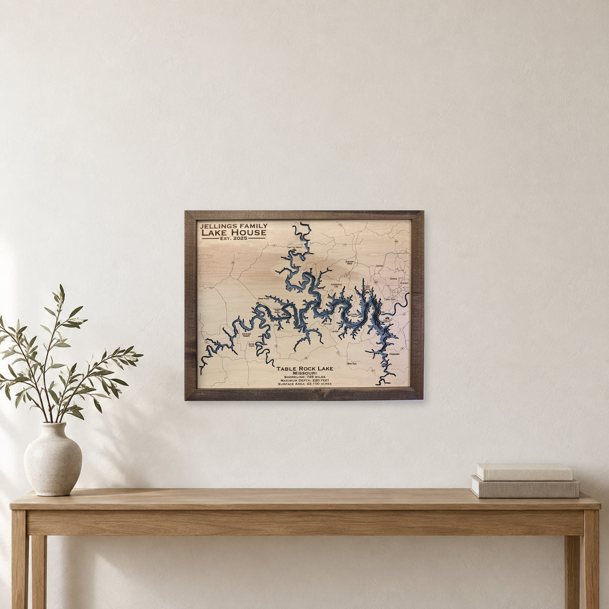 Table Rock Jellings wood map — multilayer, staged room mockup