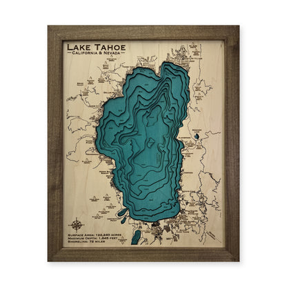 Lake Tahoe Wood Map — multilayer example, on a white background