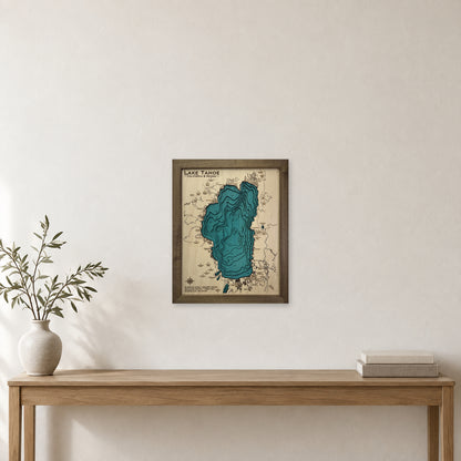 Lake Tahoe Wood Map — multilayer example, staged room mockup