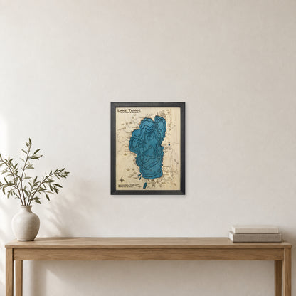 Tahoe Charcoal Small wood map — multilayer, staged room mockup