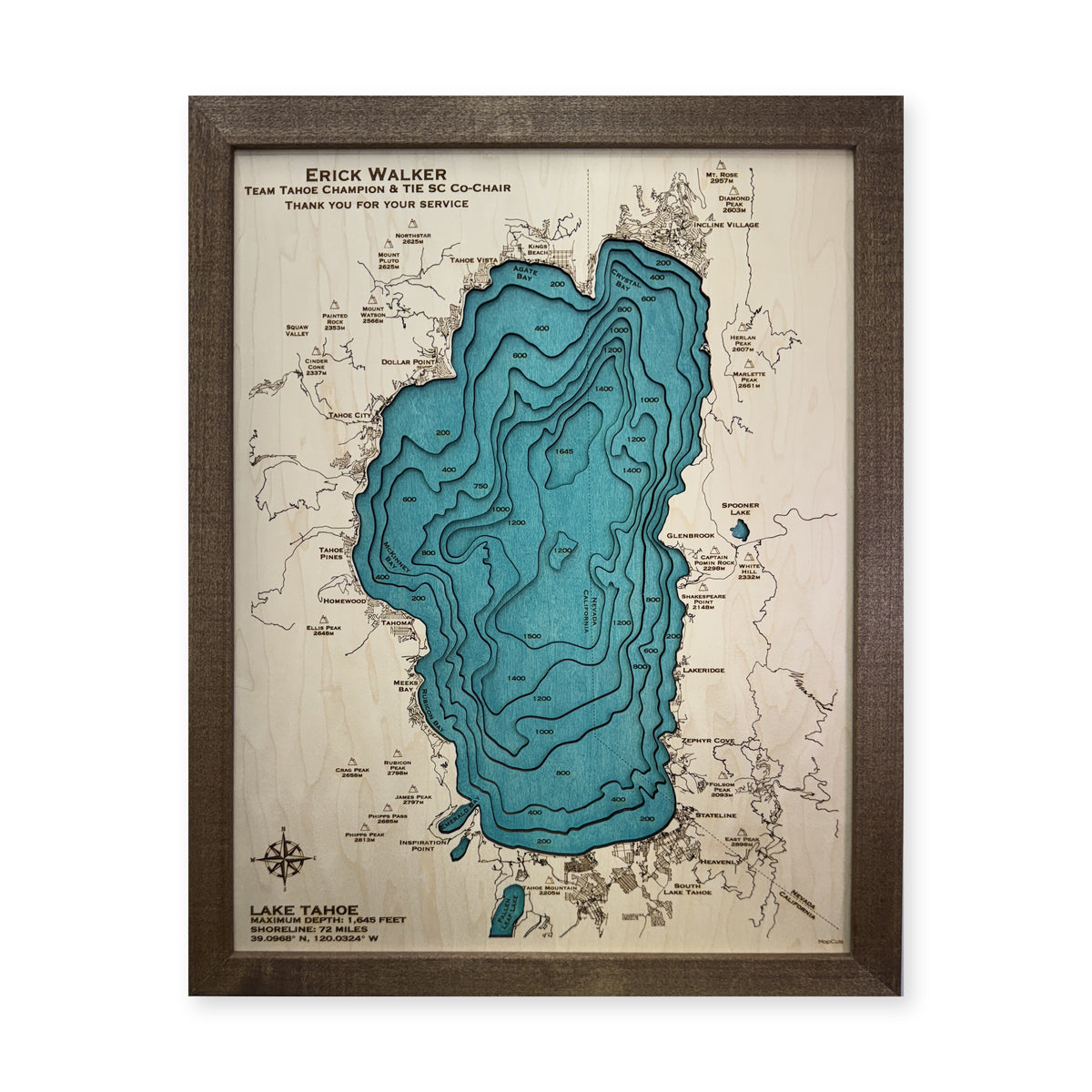 Tahoe Erick Walker wood map — multilayer, white background