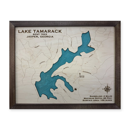 Tamarack Perez wood map — single layer with engraved contours, white background