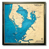 3D wooden map of Tampa Bay, Florida with a black frame.
