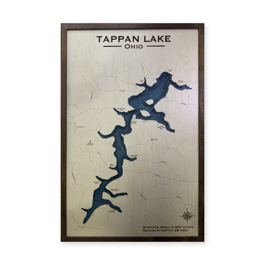 Tappan Lake, Ohio, Wood Map — multilayer example, on a white background