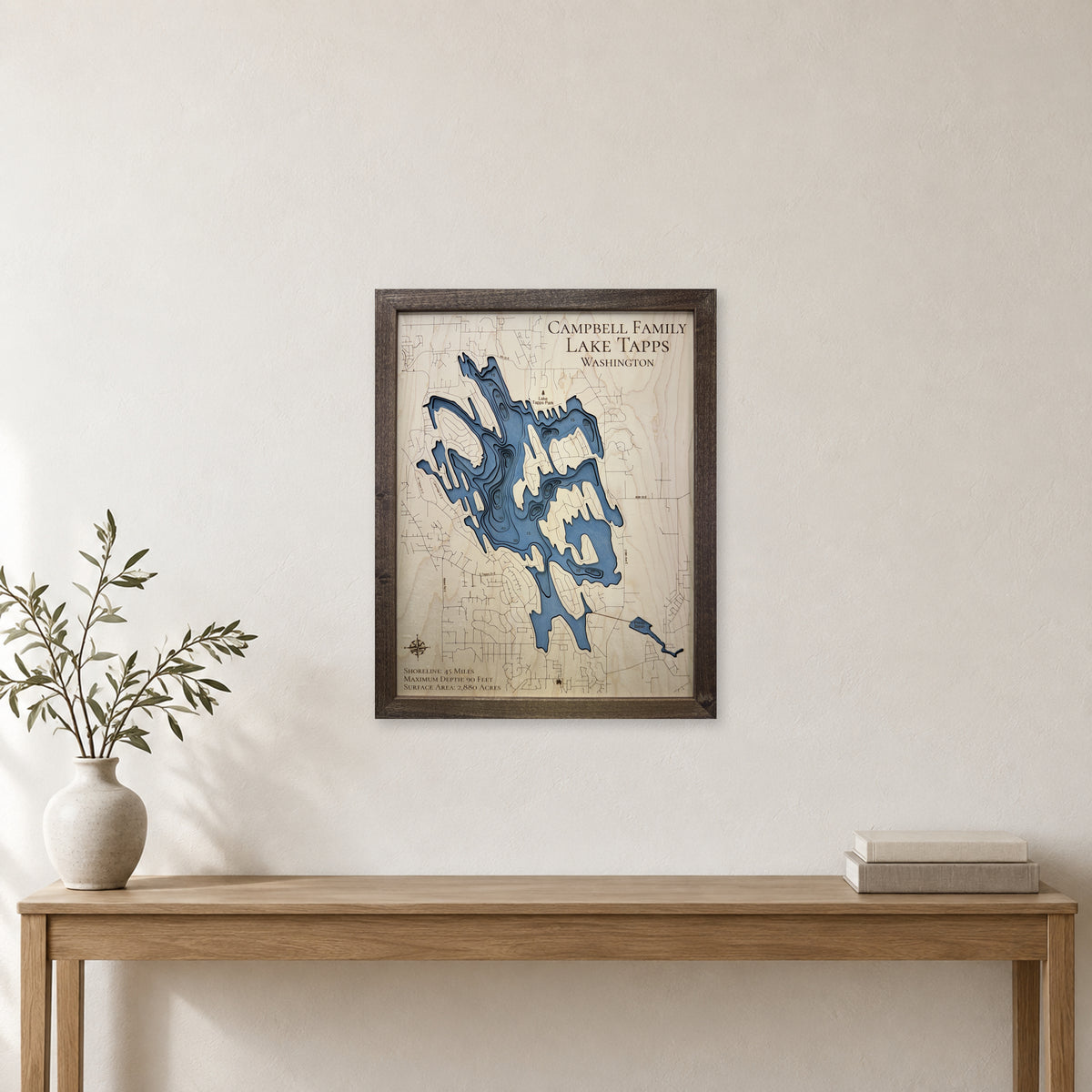 Tapps Campbell wood map — multilayer, staged room mockup