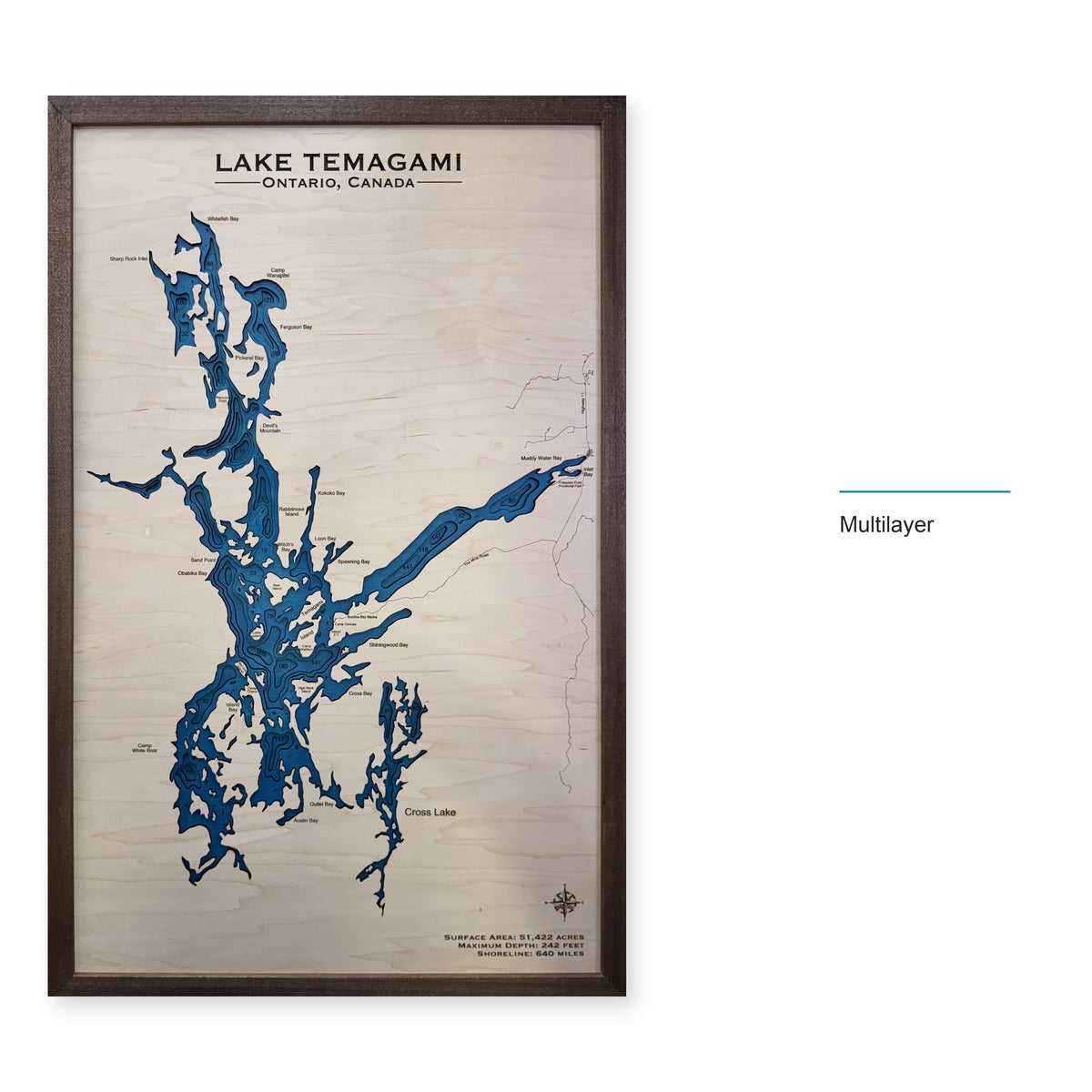 Temagami Walnut wood map — multilayer, layer option shown