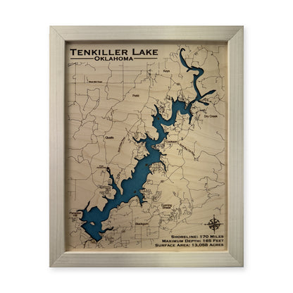 Tenkiller Natural wood map — single layer, white background