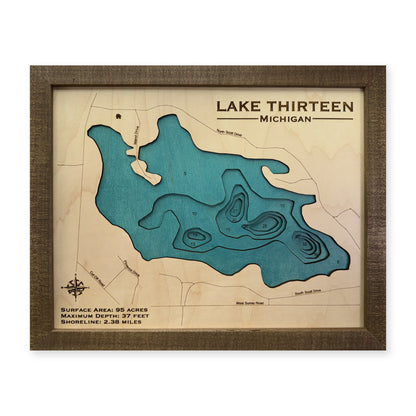 Thirteen Michigan wood map — multilayer, white background