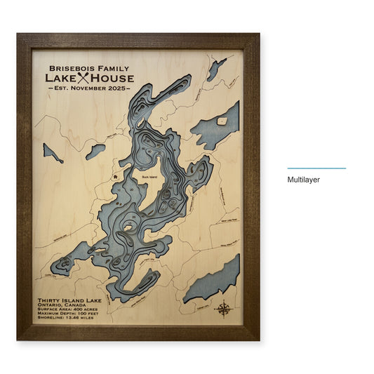 Thirty Island Brisebois wood map — multilayer, layer option shown