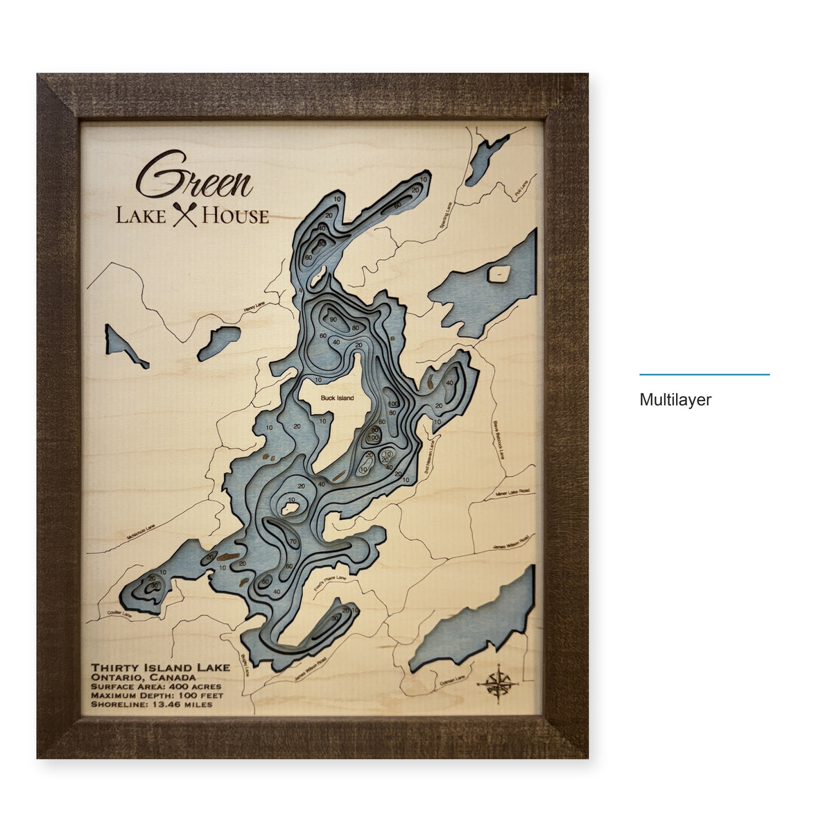Thirty Island Green wood map — multilayer, layer option shown