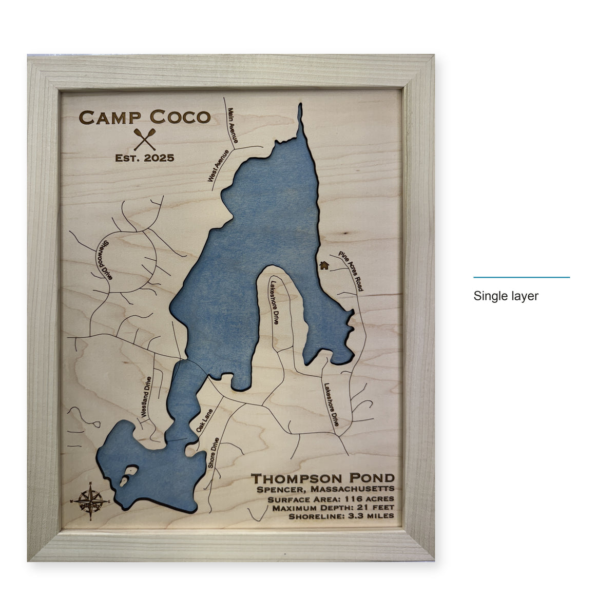 Thompson Coco wood map — single layer, layer option shown