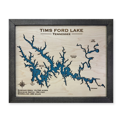 Tims Ford Black wood map — single layer, white background