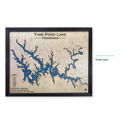 Tims Ford Lake wood map — single layer, layer option shown