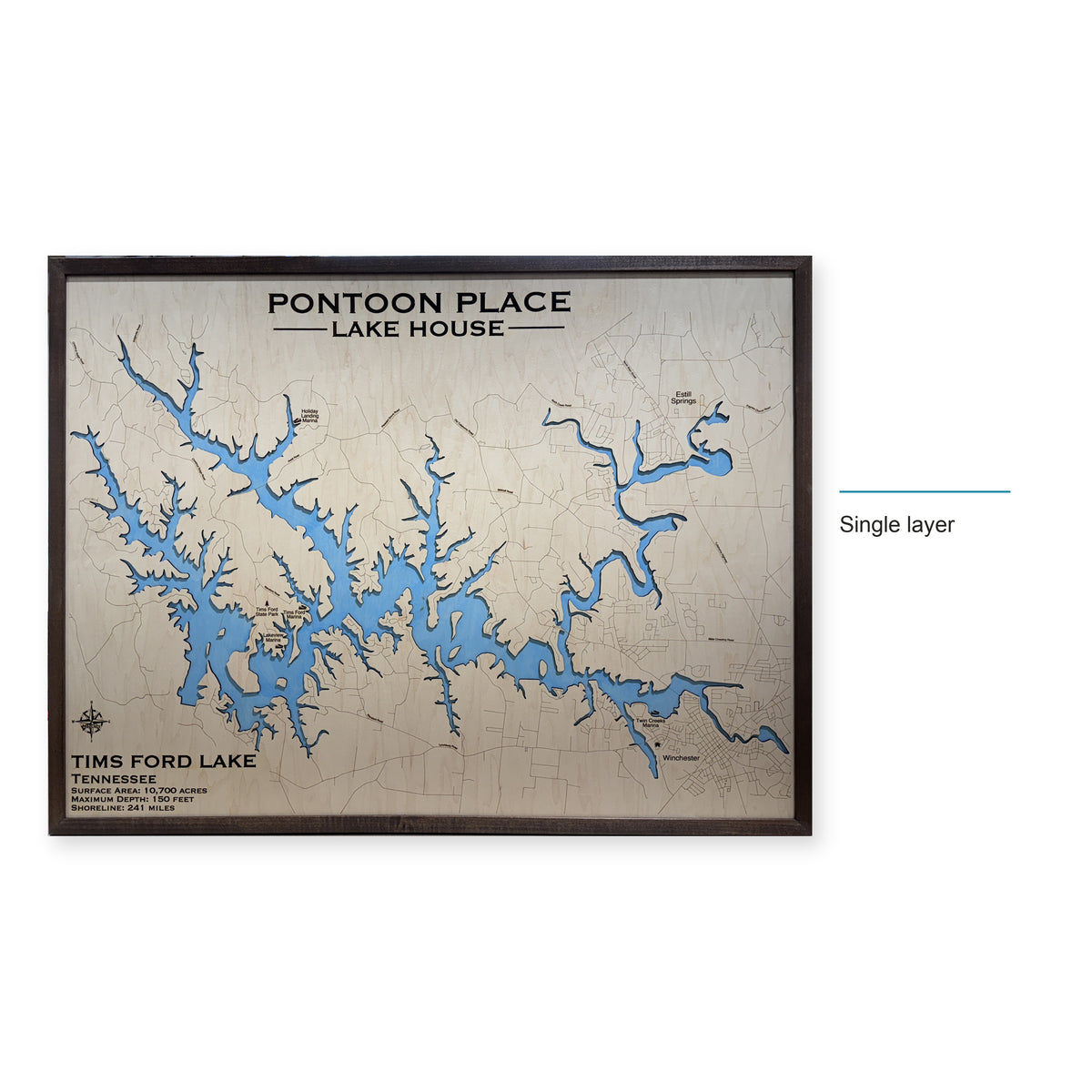 Tims Ford Pontoon wood map — single layer, layer option shown
