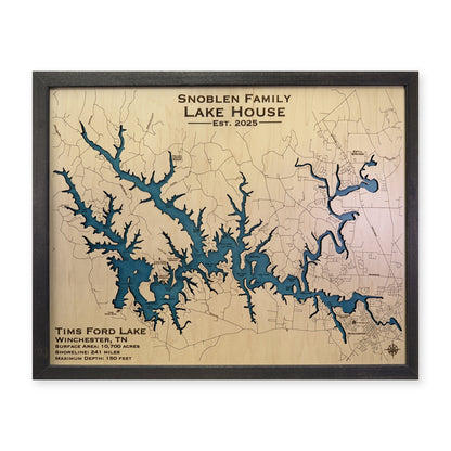 Tims Ford Snoblen wood map — single layer, white background
