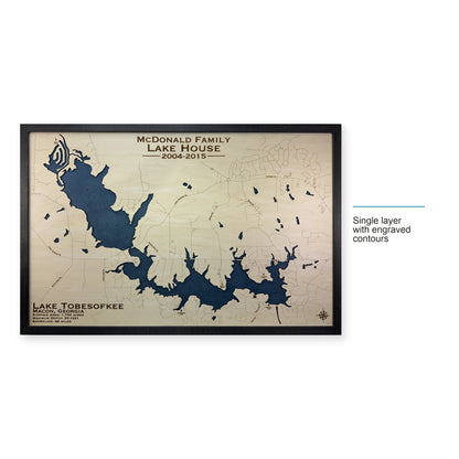 Tobesofkee Mcdonald wood map — single layer with engraved contours, layer option shown