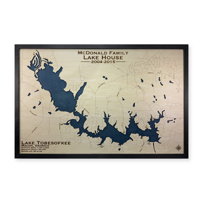 Tobesofkee Mcdonald wood map — single layer with engraved contours, white background