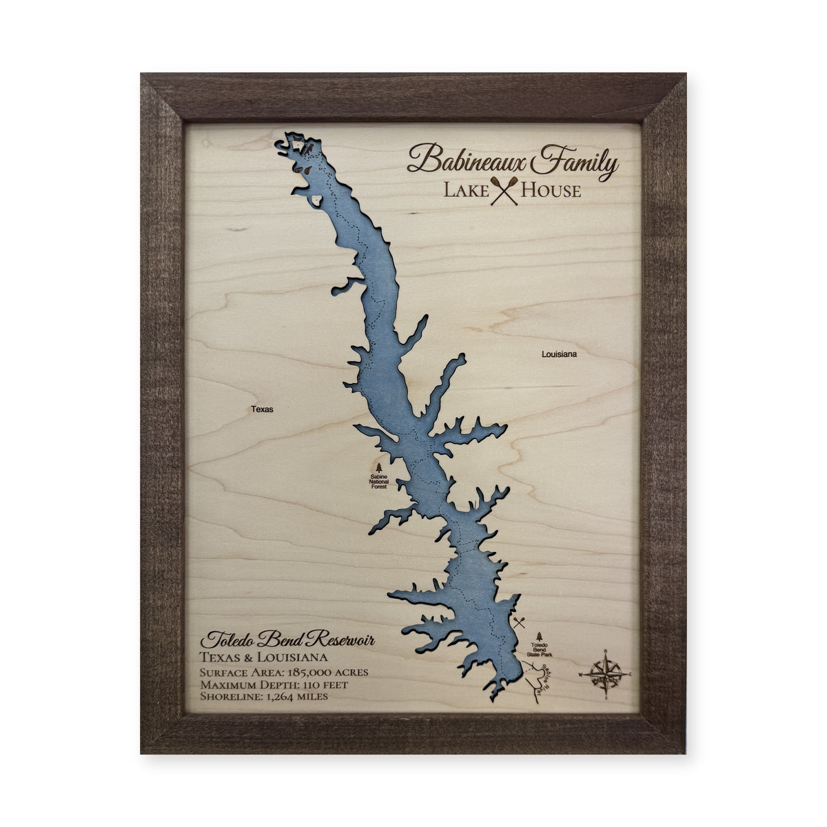 Toledo Babineaux wood map — single layer, white background
