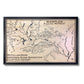 Custom wooden topographic map with raised mountains and recessed rivers. 