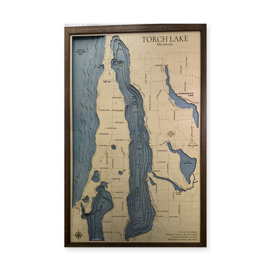 Torch Lake Wood Map — multilayer example, on a white background