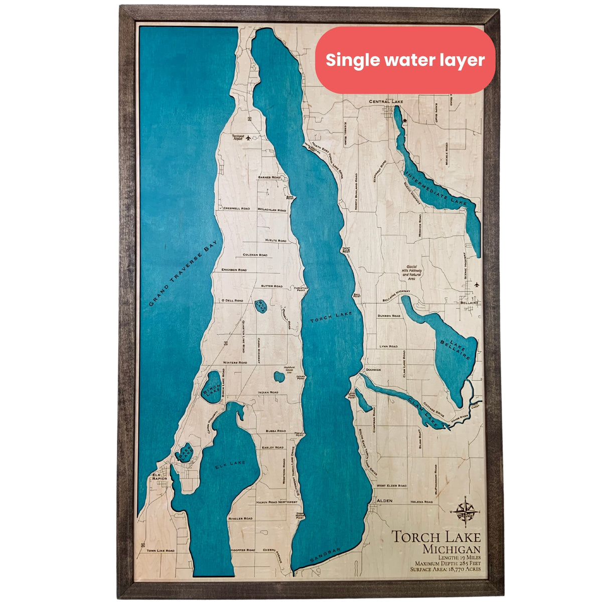 Example of a single water layer map of Torch Lake. 