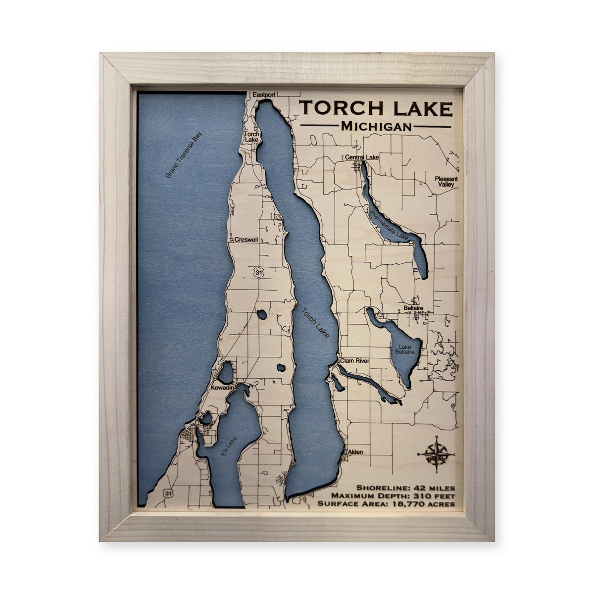 Torch Natural Single wood map — single layer, white background