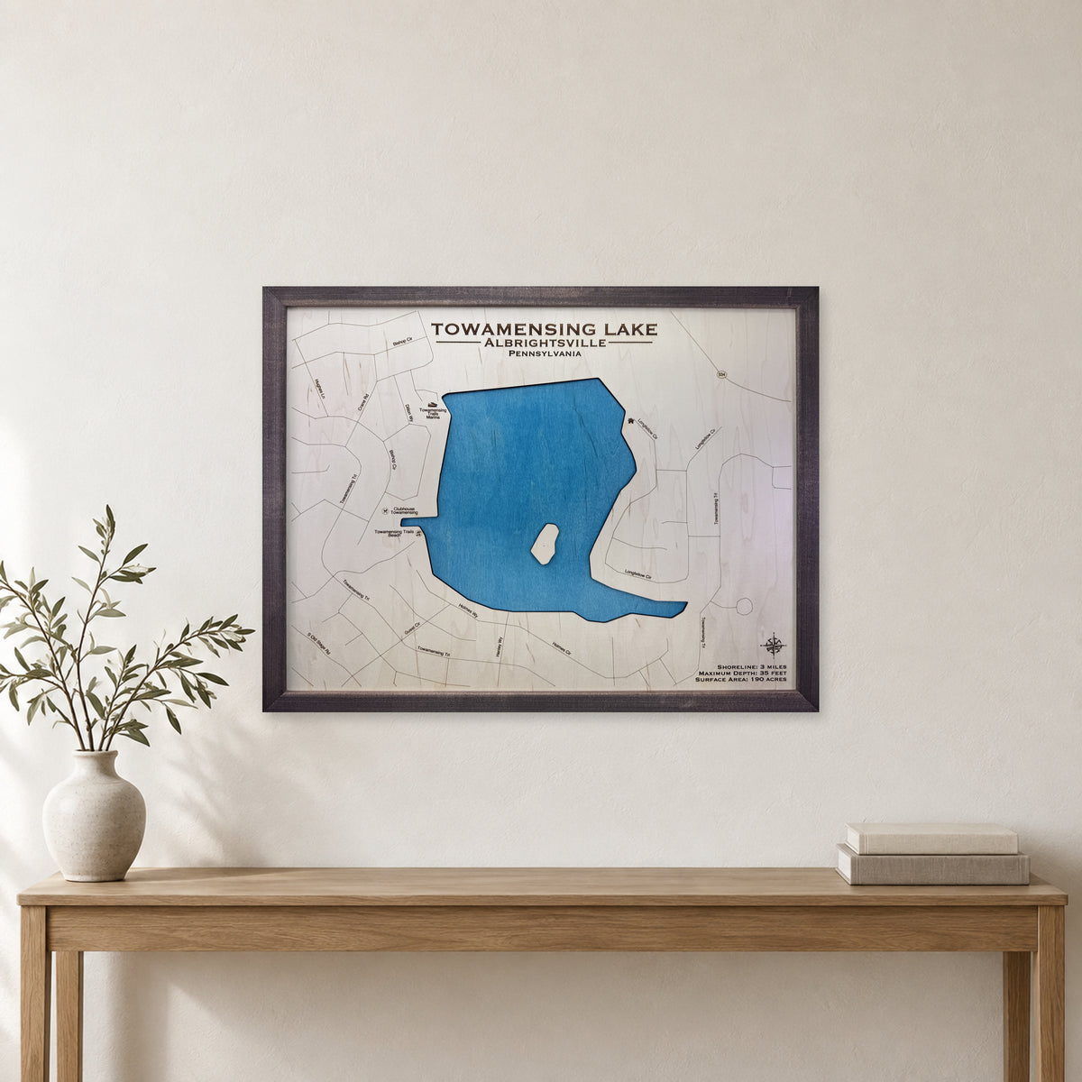 Towamensing Single wood map — single layer, staged room mockup