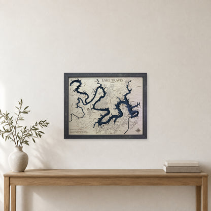Travis Black Multi wood map — multilayer, staged room mockup