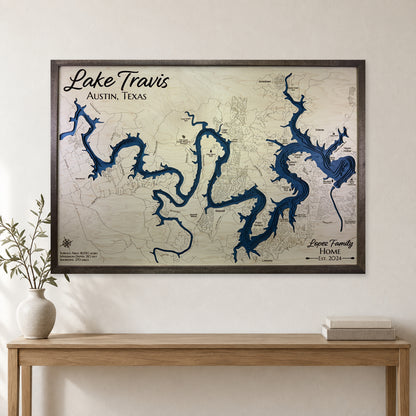 Travis Lopez wood map — multilayer, staged room mockup