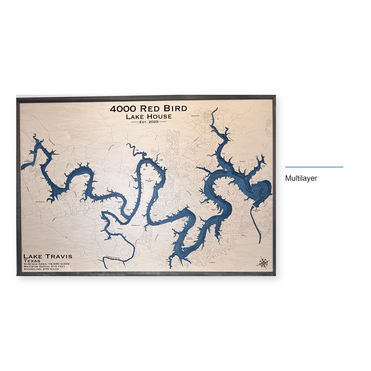 Travis Red Bird wood map — multilayer, layer option shown
