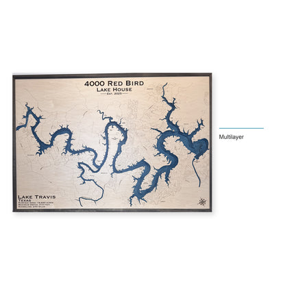 Travis Red Bird wood map — multilayer, layer option shown