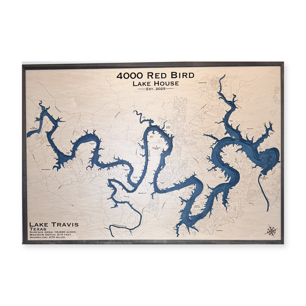 Travis Red Bird wood map — multilayer, white background