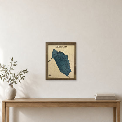 Trout Ophir wood map — multilayer, staged room mockup