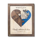 Heart shaped map with one half showing the city the groom is from and the other half showing the city the bride is from. 