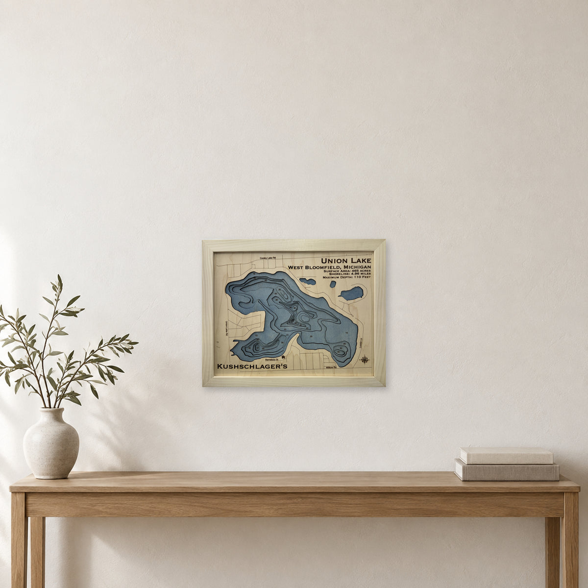 Union Kushschlager wood map — multilayer, staged room mockup