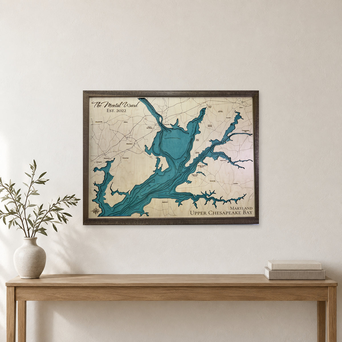 Upper Chesapeake Ward wood map — multilayer, staged room mockup