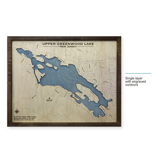 Upper Greenwood Koren wood map — single layer with engraved contours, layer option shown