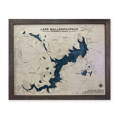 Wallenpaupack Cunning wood map — multilayer, white background
