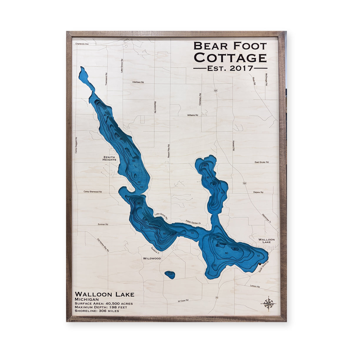 Walloon Bear Foot wood map — multilayer, white background