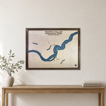 Wapiti Valley wood map — single layer, staged room mockup