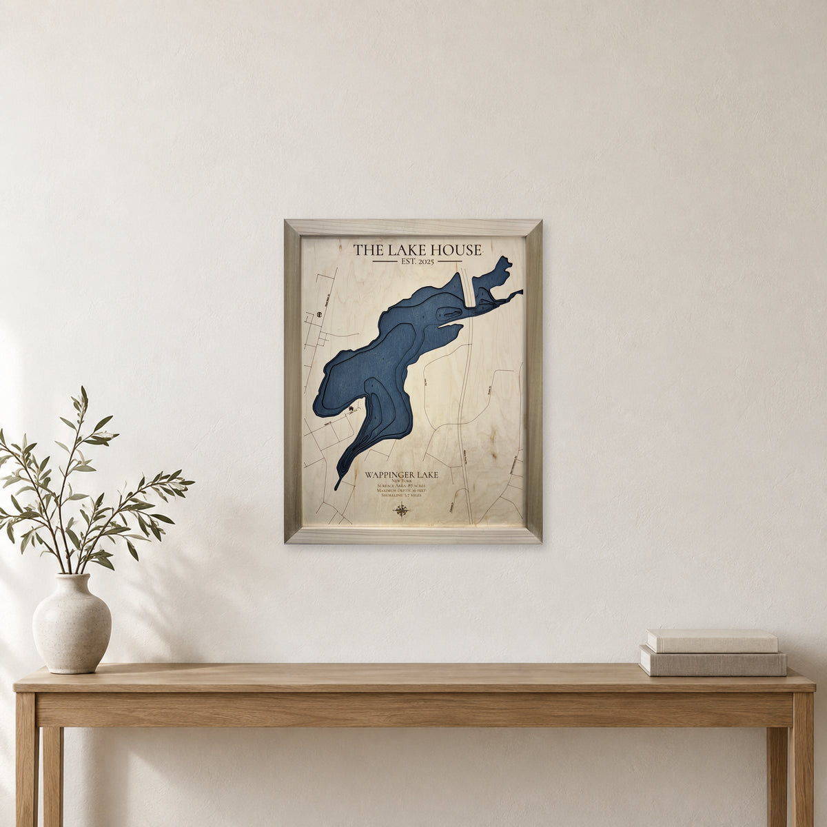 Wappinger Piteo wood map — multilayer, staged room mockup