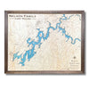 Engraved water layer map of Watts Bar Lake. 