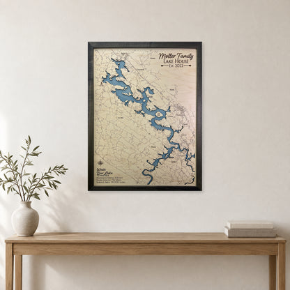 Watts Bar Moller wood map — single layer, staged room mockup