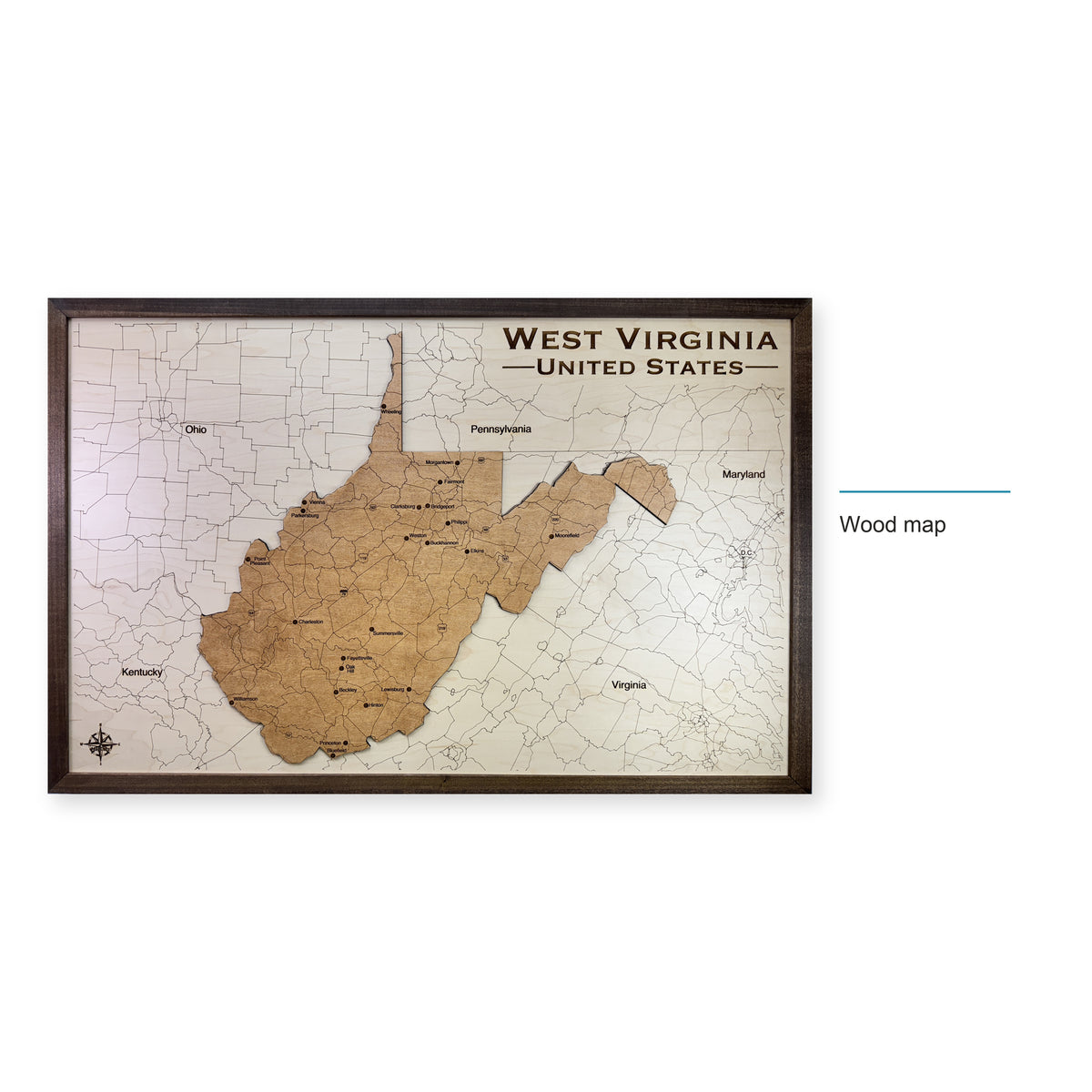 West Virginia wood map — wood map, layer option shown