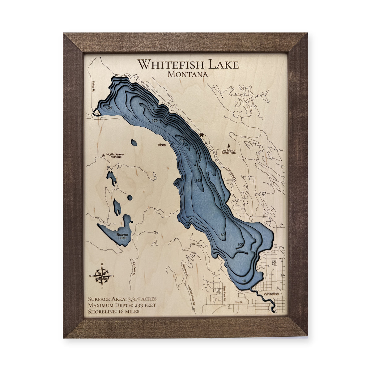 Whitefish Walnut Multi wood map — multilayer, white background